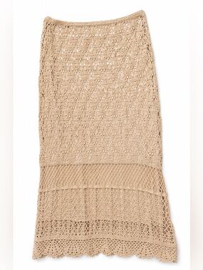 Vintage 1990s Kroshetta by Papillon crochet slip Beige Crochet Midi Skirt M